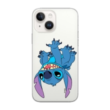 Kryt DISNEY pro Apple iPhone 14 - Lilo & Stitch - Stitch hlavou dolů - gumový - průhledný