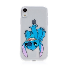 DISNEY kryt pre Apple iPhone Xr - Lilo & Stitch - Stitch hore nohami - gumový - priehľadný