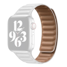 Řemínek pro Apple Watch Ultra 49mm / 46mm / 45mm / 44mm / 42mm - magnetický - kožený - bílý