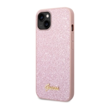 Kryt GUESS Metal Flakes pro Apple iPhone 14 Plus - třpytky - plastový / gumový - růžový