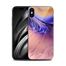 Kryt NXE pro Apple iPhone Xs Max - gumový / skleněný - barevný přechod - oranžový