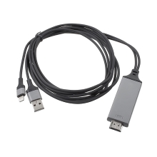 Pripojovací kábel Lightning na HDMI vrátane konektora USB pre Apple iPhone/iPad a iné zariadenia - 2 m - čierny