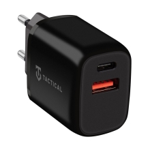 Nabíjačka / napájací adaptér EÚ TACTICAL - USB-A + USB-C - 20W - čierna