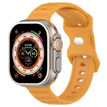 Řemínek pro Apple Watch Ultra 49mm / 46mm / 45mm / 44mm / 42mm - vroubkovaný / tečky - silikonový - žlutý