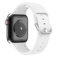 Řemínek pro Apple Watch 42mm / 41mm / 40mm / 38mm - s pruhy - silikonový - bílý