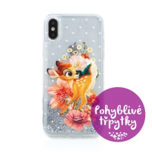 Kryt Disney pro Apple iPhone X / Xs - pohyblivé třpytky - Bambi - plastový - průhledný