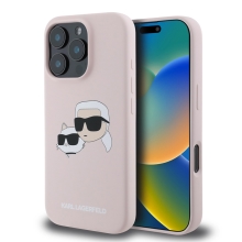 Kryt KARL LAGERFELD pro Apple iPhone 16 Pro Max - MagSafe - silikonový - Karl a Choupette - růžový