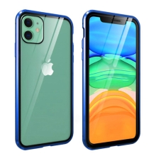 Kryt pro Apple iPhone 11 - 360° ochrana - magnetické uchycení - skleněný / kovový - modrý