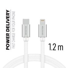 Synchronizačný a nabíjací kábel SWISSTEN - USB-C - Lightning pre zariadenia Apple - čipka - biely - 1,2 m