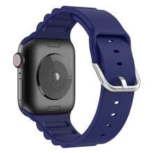 Remienok pre Apple Watch 41 mm / 40 mm / 38 mm - s prúžkami - silikónový - tmavomodrý