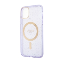 GUESS kryt pre Apple iPhone 11 - plastový / gumový - trblietavý - zlatý / fialový