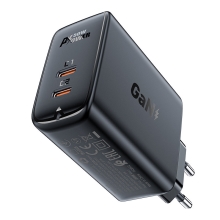 50W EU adaptér / nabíjačka GaN ACEFAST - 2x USB-C - čierna