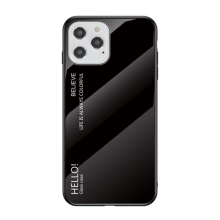 Kryt pro Apple iPhone 12 / 12 Pro - skleněný / gumový - černý