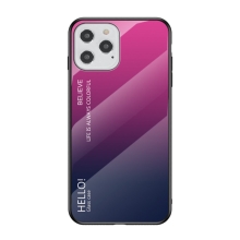 Kryt pro Apple iPhone 12 / 12 Pro - skleněný / gumový - černý / růžový