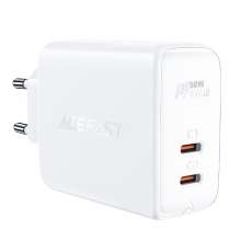 50W EU adaptér / nabíječka GaN ACEFAST - 2x USB-C - bílá