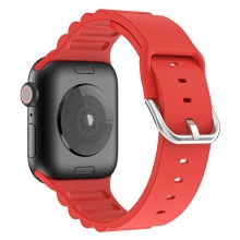 Remienok pre Apple Watch 41 mm / 40 mm / 38 mm - s prúžkami - silikónový - červený