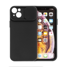 Kryt Slide Cover pre Apple iPhone 14 Plus - Kryt fotoaparátu - Pohodlný na dotyk - Gumový - Čierny