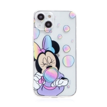 Kryt DISNEY pro Apple iPhone 13 - Minnie a bublifuk - bubliny - gumový - průhledný