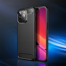 Kryt pro Apple iPhone 14 Pro - karbonová textura / broušený - gumový - černý