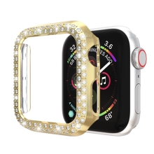 Kryt / pozdro pro Apple Watch 44mm Series 4 / 5 / 6 / SE - s kamínky - plastový - zlatý