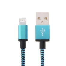 Synchronizační a nabíjecí kabel Lightning - tkanička - černý / modrý - 2m