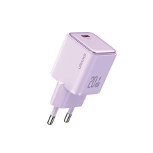 20W napájací adaptér / nabíjačka USAMS - mini dizajn - USB-C pre Apple iPhone / iPad - fialová