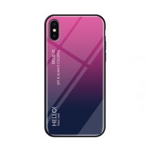 Kryt pro Apple iPhone Xs Max - sklo / guma - růžový