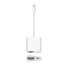 Adaptér Lightning na HDMI + Lightning pre Apple iPhone / iPad - HD dizajn - 10 cm - Biely