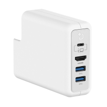 61W napájecí adaptér / dok DOCKCASE pro Apple MacBook Air / Pro 13" - 2x USB-A + HDMI - bílá