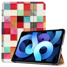 Pouzdro pro Apple iPad Air 4 / 5 - stojánek + chytré uspání - umělá kůže - barevné čtverce