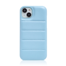Kryt pro Apple iPhone 15 Plus - měkké prošívání - umělá kůže - modrý