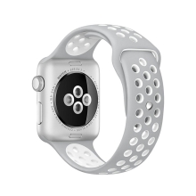 Řemínek pro Apple Watch 40mm Series 4 / 5 / 6 / SE / 38mm 1 / 2 / 3 - silikonový - šedý / bílý - (S/M)