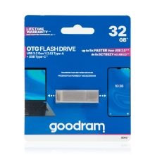 Flash disk 32 GB GOODRAM pro Apple iPad Pro a MacBook - USB-C / USB-A - kovový - stříbrný