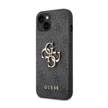 Kryt GUESS 4G Metal pre Apple iPhone 14 Plus - syntetická koža - sivý