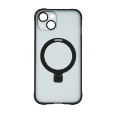 Kryt Mag Ring pro Apple iPhone 13 - podpora MagSafe + stojánek - gumový - černý