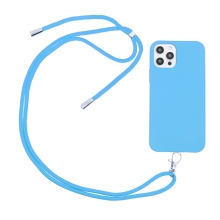Kryt pre Apple iPhone 12 / 12 Pro - s remienkom - pestré farby - gumový - modrý