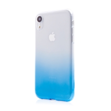 Kryt pro Apple iPhone Xr - barevný přechod - gumový - průhledný / modrý