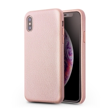 Kryt QIALINO pro Apple iPhone Xs Max - pravá kůže - růžový