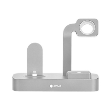 Nabíjecí stanice COTEetCI 3v1 pro Apple iPhone + AirPods + otvor pro Watch - stříbrná