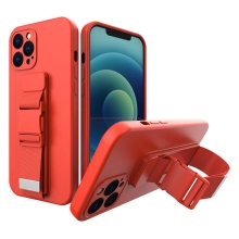 Kryt pre Apple iPhone 12 Pro - Remienok / šnúrka - Gumový - Červený