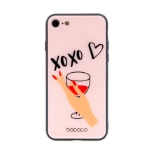 Kryt BABACO pro Apple iPhone 7 / 8 / SE (2020) / SE (2022) - XOXO sklenička s vínem - skleněný