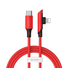 Synchronizační a nabíjecí kabel BASEUS - Lightning pro Apple zařízení - USB-C - lomený - 1,2m - červený
