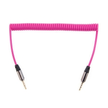 Spirálový flexibilní propojovací audio jack kabel 3,5mm pro Apple iPhone / iPad / iPod a další zařízení - růžový