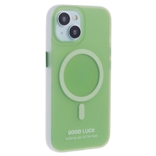 Kryt pro Apple iPhone 15 - podpora MagSafe - GOOD LUCK - průsvitný - zelený