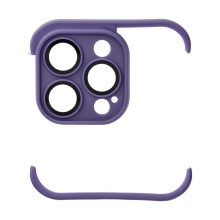 Bumper / mini rámeček pro Apple iPhone 14 Pro + tvrzené sklo na čočky kamery - silikonový - fialový