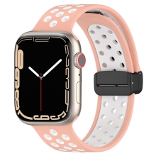 Řemínek pro Apple Watch Ultra 49mm / 45mm / 44mm / 42mm - sportovní - silikonový - růžový / bílý