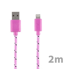 Synchronizační a nabíjecí kabel Lightning pro Apple iPhone / iPad / iPod - tkanička - světle růžový - 2m