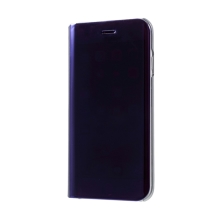 Pouzdro pro Apple iPhone 7 / 8 / SE (2020) / SE (2022) - plast / umělá kůže - průhledná přední strana - stojánek - fialové