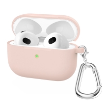 Pouzdro / obal pro Apple AirPods 3 - záslepka + karabina - silikonové - růžové