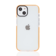 Kryt DEVIA pro Apple iPhone 13 - plastový / gumový - průhledný / oranžové linky